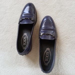 Tod's Navy Blue Loafers with Horse Bit - New